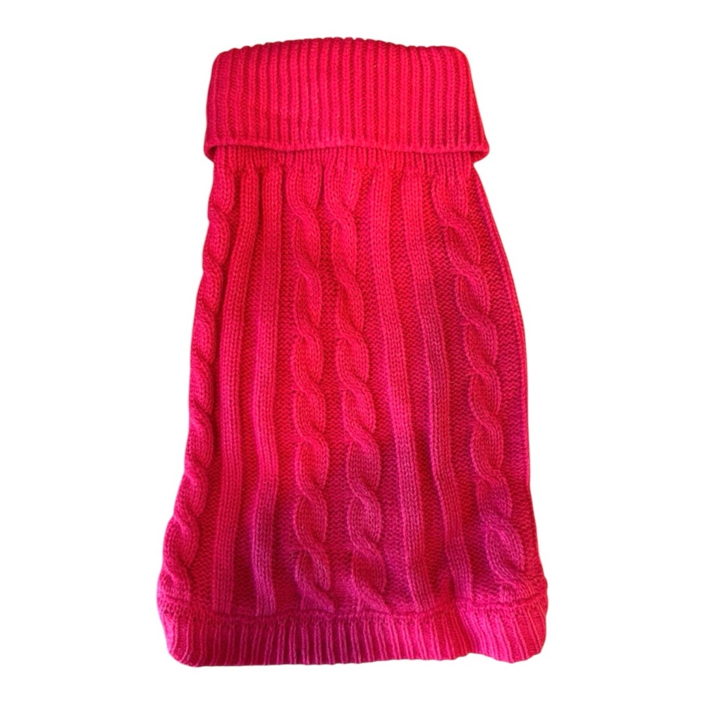 🌈 6/$60 Dog Sweater Red Small Cable Knit Turtleneck